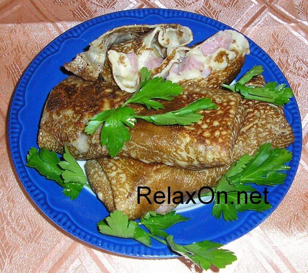 Блинчики с ветчиной и грибами